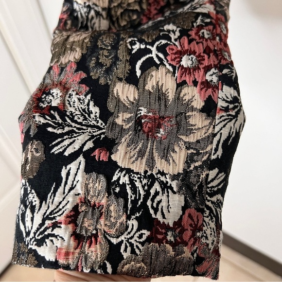 Anthropologie Maeve Jacquard Floral Metallic Slim Trousers - Picture 8 of 12